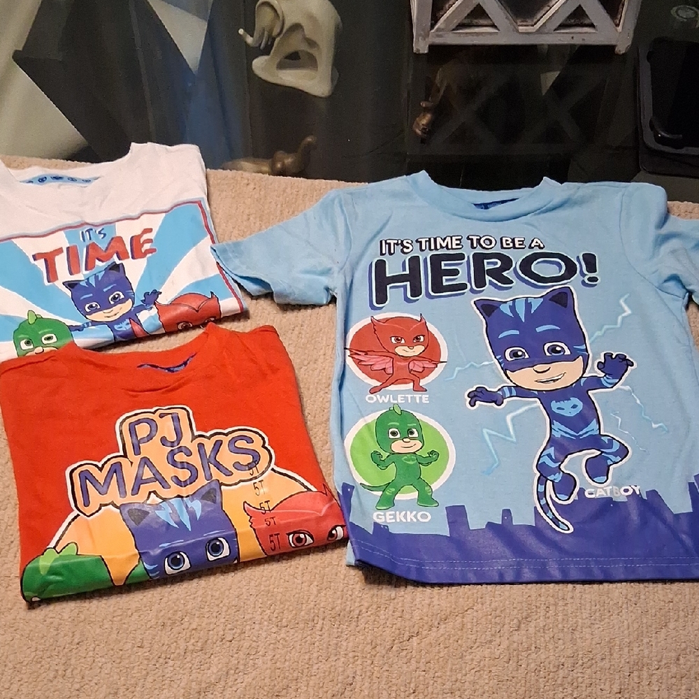 Kids Costume T-Shirt Set - Blue, Red, White  PJ MASKS  (4T)